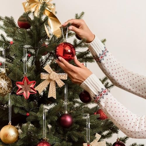 FOIMAS 400pcs White Christmas Ornament Hanger Strings with Snap Fasteners