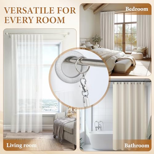 36-Inch Curtain Pull Wand Set, 4-Pack Fiberglass Drapery Rods with Hooks