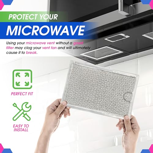 Aluminum Mesh Microwave Grease Filter Screen (7.6 x 5.1 In) - 2-Pack