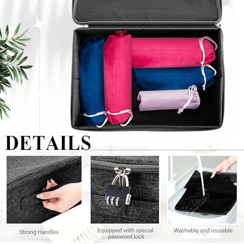 Lockable Discreet Storage Case with 9 Drawstring Bags for Personal Items