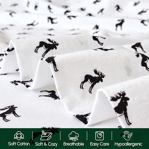Elegant Comfort Full Black Elk Flannel Sheet Set - 100% Turkish Cotton, 14-in Deep Fitted