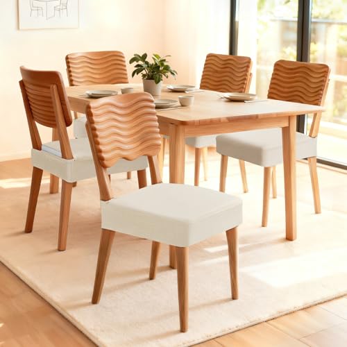 Waterproof Dining Chair Covers Set of 4 - Beige, Stretch & Washable