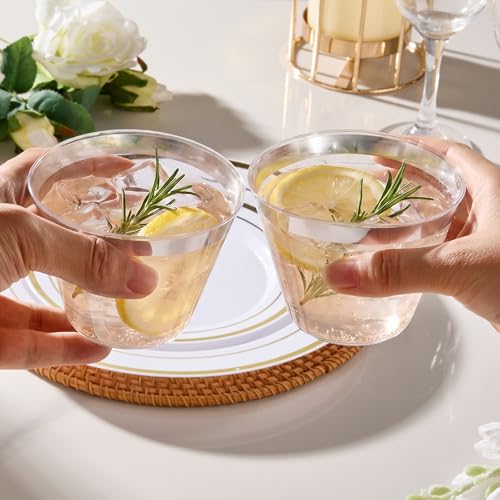 BESTVIP 9oz Silver Rimmed Disposable Plastic Cups - Pack of 100