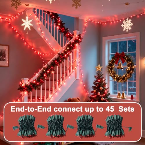 JUSTPRO Red Christmas LED String Lights 21.6FT Indoor Outdoor Decor