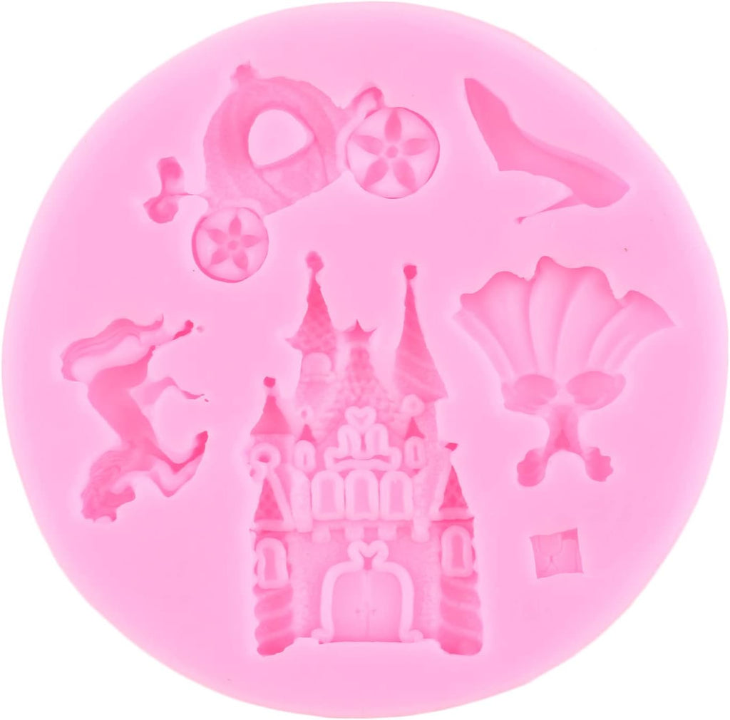 Skiennix Silicone Mold Set - Cinderella Fondant Molds for Cake Decoration | 4-Piece Baroque Photo Frame & Crown Design