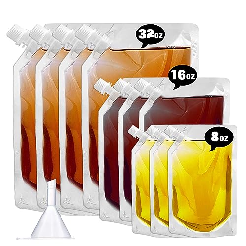 Vignee 10-Piece Cruise Liquor Flask Kit with 32oz, 16oz, 8oz Reusable Plastic Flasks & Funnel