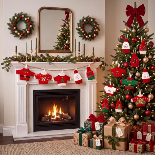 Harrycle Embroidery 14 Pcs Crochet Ugly Christmas Sweater Ornaments Kit