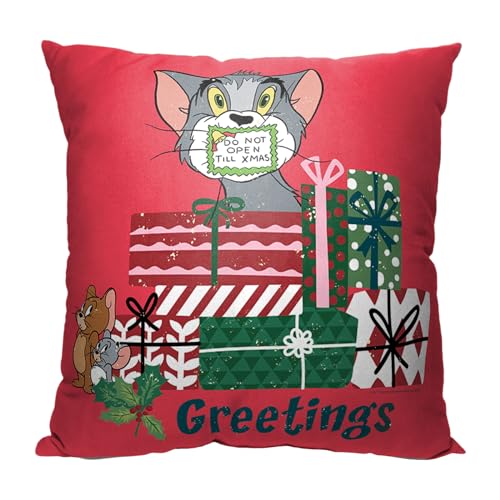 Northwest Tom & Jerry Silenced Till Christmas 18x18 Inch Pillow - Official Licensed Decor