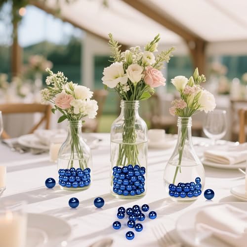 Navy Blue Vase Filler Pearl Beads - 8mm No Hole Faux Pearls (1400 Pcs)