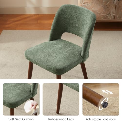 Modern Upholstered Dining Chairs, Set of 4 Green Fabric Chairs