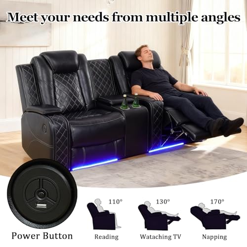 6-Seater Power Reclining Sofa Set with LED Lights and Built-in Charging