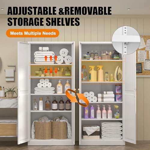 71-Inch Tall Metal Kitchen Pantry Cabinet with 4 Adjustable Shelves