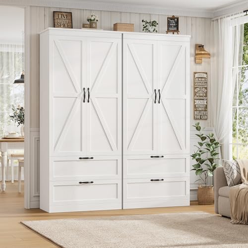 70-Inch Farmhouse Kitchen Pantry Cabinet with 2 Drawers and Shelves
