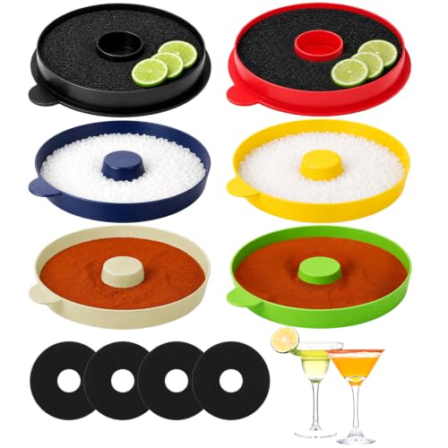 2 Pack Margarita Salt Rimmer Set with 3-Tier Glass for Lime Juice & Seasonings