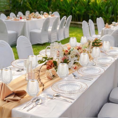 Havawish 72-Piece Clear Hammered Plates & Diamond Cups Set for 24