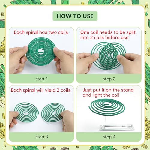 Citronella Incense Coils, 48-Pack with Holder for Outdoor & Indoor Use