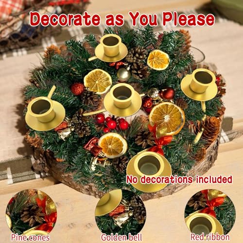 Gold Metal Advent Wreath Candle Holder Ring - Fits 5 Taper Candles