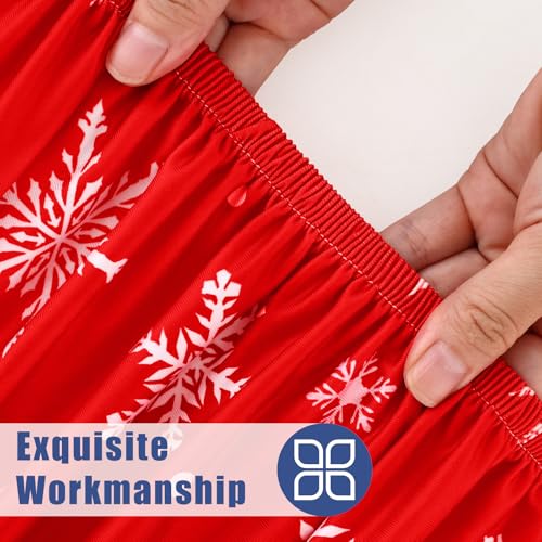 Moosfor 2 Pack 6FT Rectangular Elastic Christmas Tablecloths White & Red 72x30