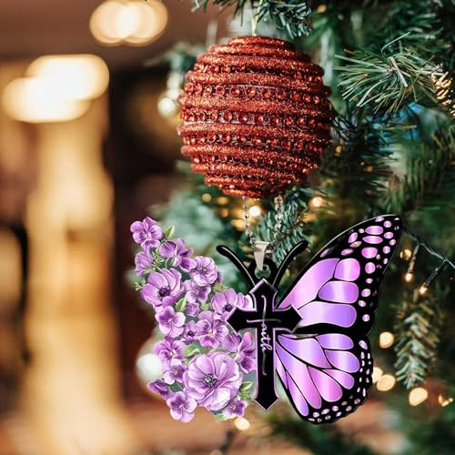 Purple Butterfly Car Hanging Ornament - Rearview Mirror Home Decor Keepsake