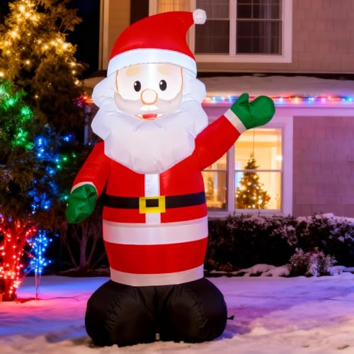 Inflatable Santa Claus with LEDs - 4ft Holiday Yard Decor, Auto Blow Up, Santa Variation