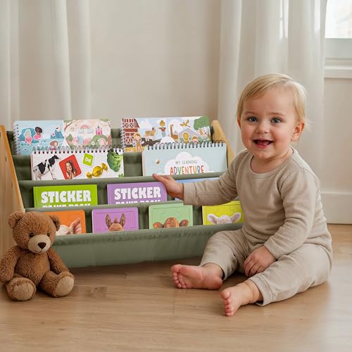 Wooden Kids Bookshelf - Montessori Nursery Book Storage for Playroom