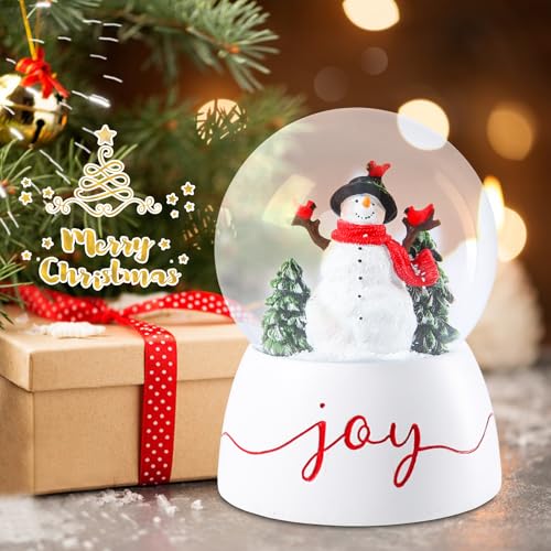 MUMTOP Snowman Snow Globe with Red Cardinal Music Lighted Swirling Glitter for Christmas Decor