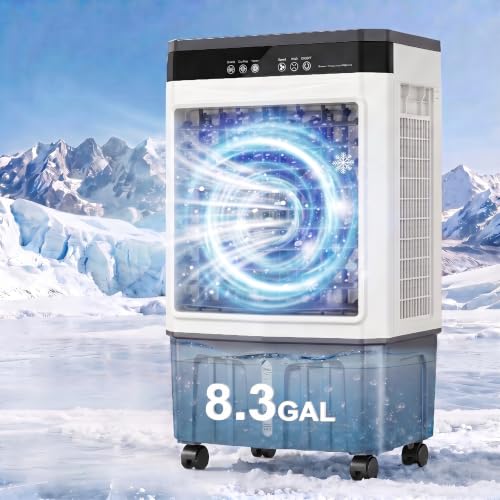 8.3 Gal Evaporative Air Cooler 2800 CFM Portable Swamp Cooler with Ice Packs