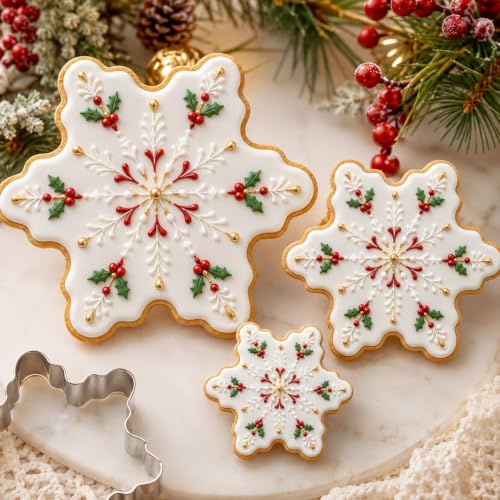 Keepatyart Stainless Steel Christmas Cookie Cutters Set Snowflake B 3 Sizes