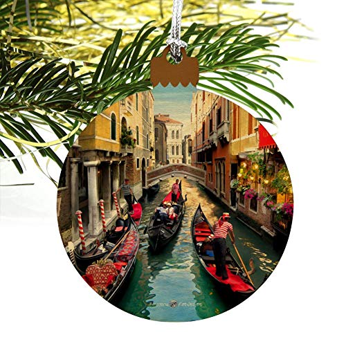 Venice Italy Gondolas Canals Wood Christmas Ornament