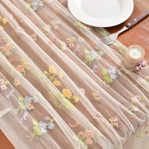 Champagne Butterfly Table Runner 4pc set – Tulle Floral Decor for Tea Party