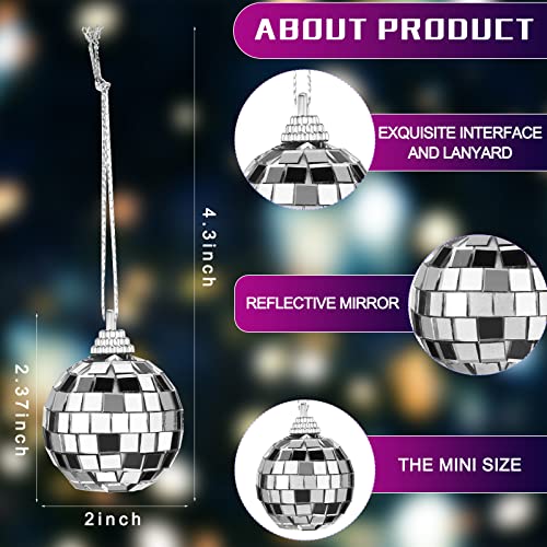 Lenwen 2 Inch Disco Balls – 100 Pcs Silver Mirror Hanging Ornaments