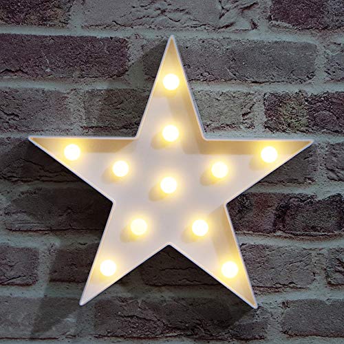LED Star Marquee Sign Night Light, Battery Operated Desk or Wall Decor