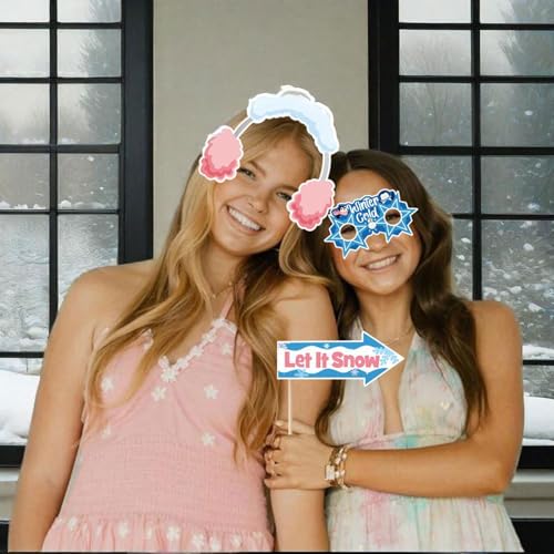30 Pcs Christmas Photo Booth Props Set Winter Wonderland Party Decorations