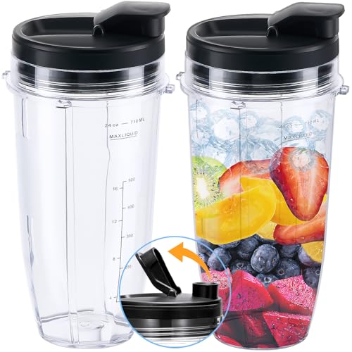 24oz Blender Replacement Cups with Sip & Seal Lids, 2-Pack