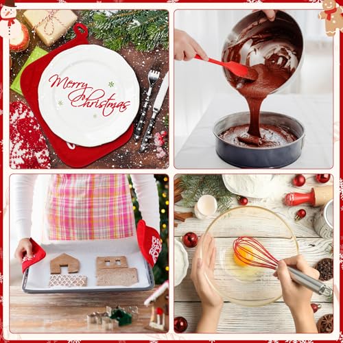 Christmas Baking Gift Set with Oven Mitts, Spatulas, Whisks & Holiday Accessories