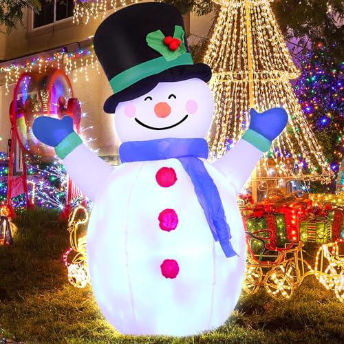 4 ft Christmas Inflatable Snowman with LED Lights - Indoor/Outdoor Yard Lawn Decor (Variation: 4 ft Christmas Snowman)