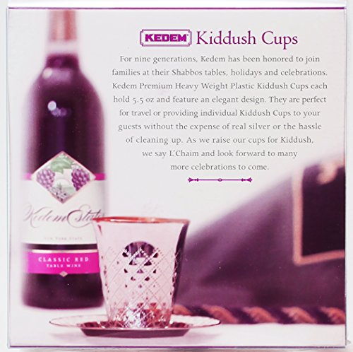 Disposable Diamond Kiddush Cups with Trays, 5.5oz - 5 Pack