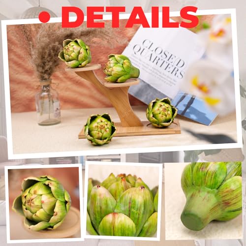 6-Piece Small Artificial Artichokes, Realistic Faux Vegetable Bowl Fillers