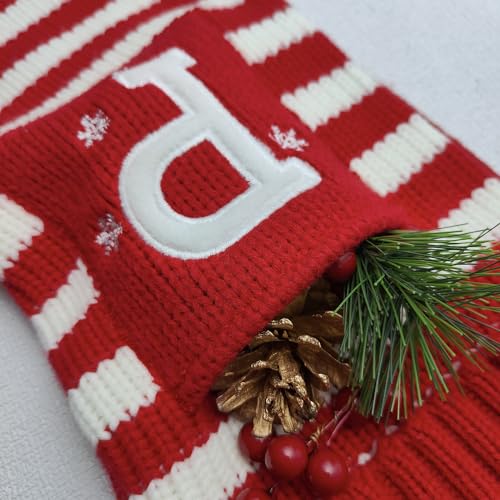 Personalized Knit Monogram Christmas Stocking with Embroidered Pocket, 18 Inch