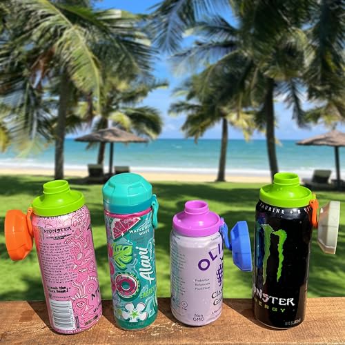 12oz Soda Can Lids and Insulated Holders with Handles - 4 Piece Set