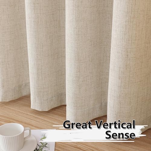Short Linen Tier Curtains - Rod Pocket Light Filtering, 30x24 In, Set of 2