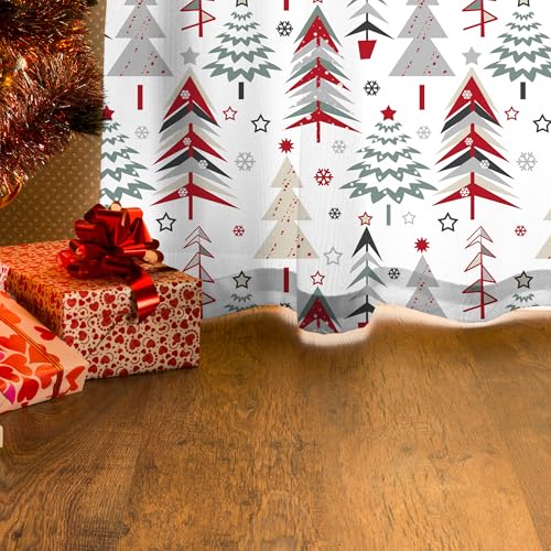 LEWARAN Christmas 52x63 in Window Curtains Set of 2 | Light-Filtering Tree Pattern