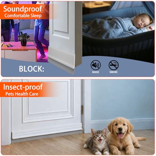 Door Draft Stopper & Door Sweep - Self-Adhesive Weather Stripping 2-Pack (72")