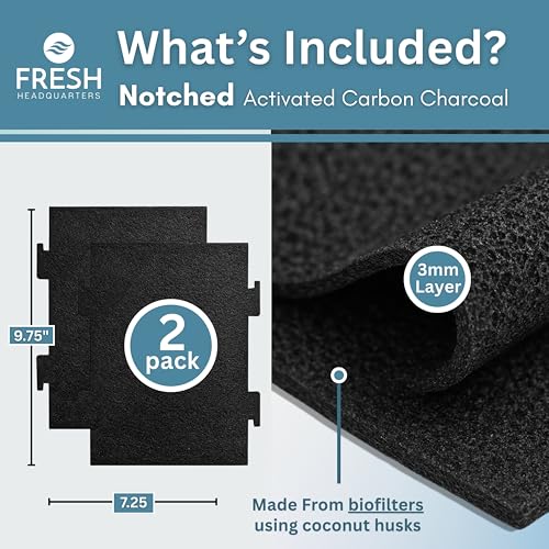 Notched Activated Carbon Microwave Hood Filter 9.75" x 7.25" - 2-Pack for Whirlpool & KitchenAid (W1128298) - Made in USA