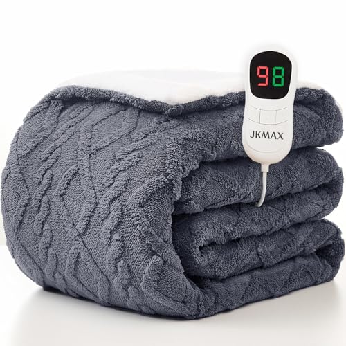 Full Size Heated Blanket - Soft Electric Blanket with 10 Heat Settings, Machine Washable, 72"x84", Grey