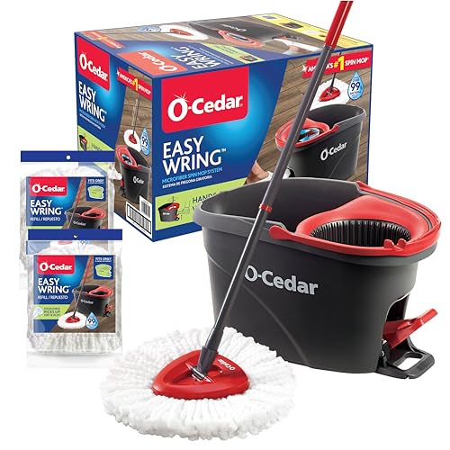 Microfiber Spin Mop and Bucket Floor Cleaning System with 2 Extra Refills