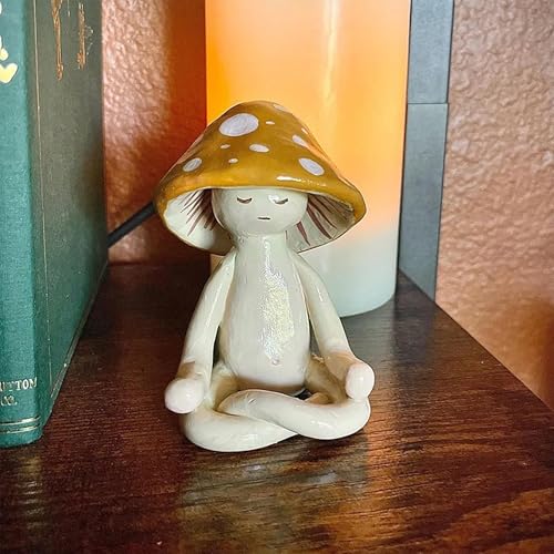 Meditation Mushroom Resin Figurine - Funny Yoga Decor for Home & Office