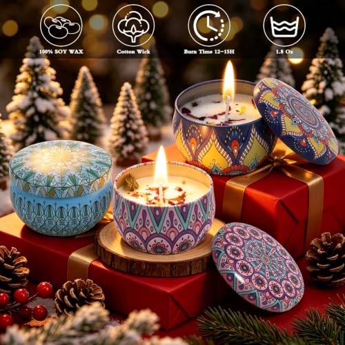 Seeykey Colorful Candle Advent Calendar 2026 – 24 Holiday Fragrances, Soy Wax, Reusable Tins