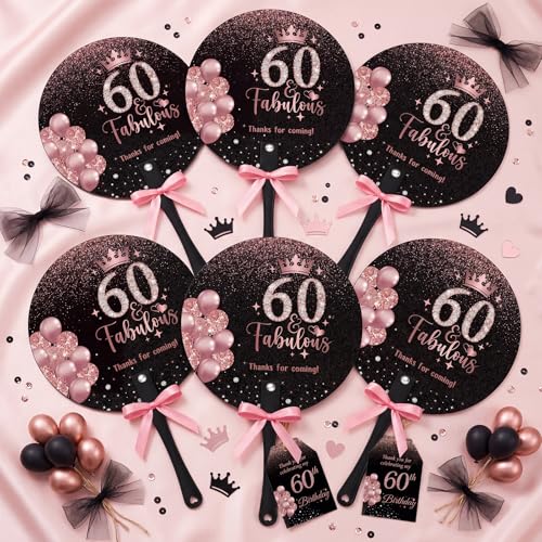 50-Piece 60th Birthday Party Favor Set with Fans and Thank You Cards