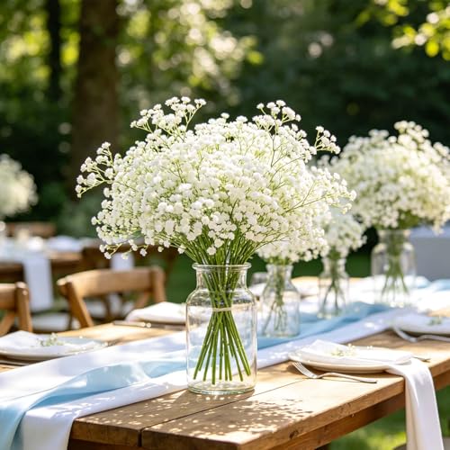 6Pcs Artificial Baby's Breath Flowers - 21'' White Gypsophila